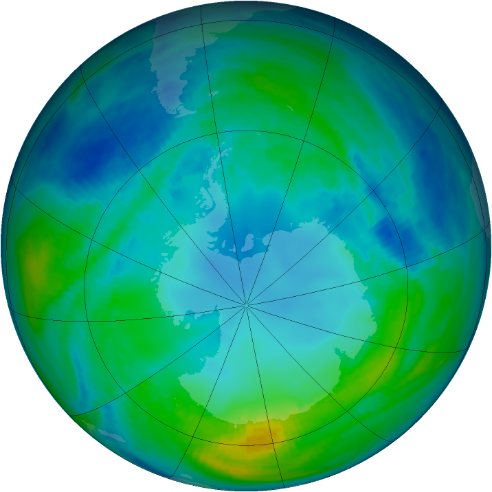 Antarctic ozone map for 07 May 1991
